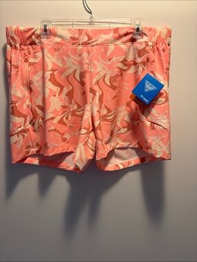 Columbia Coral-Pink Abstract Print Women’s Athletic Shorts